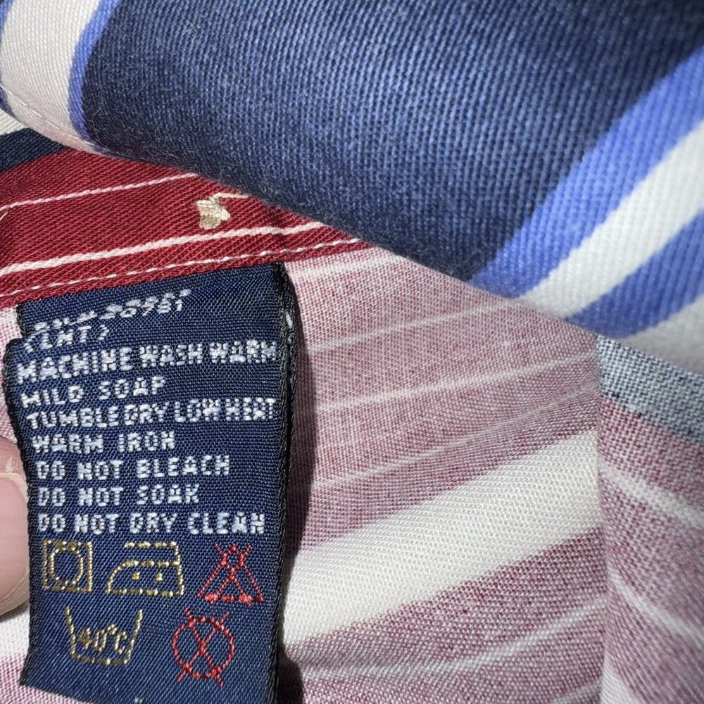Vintage Tommy Hilfiger Shirt Mens Large Stripe Colorblock Crest Flag Logo 90s - Picture 8 of 10